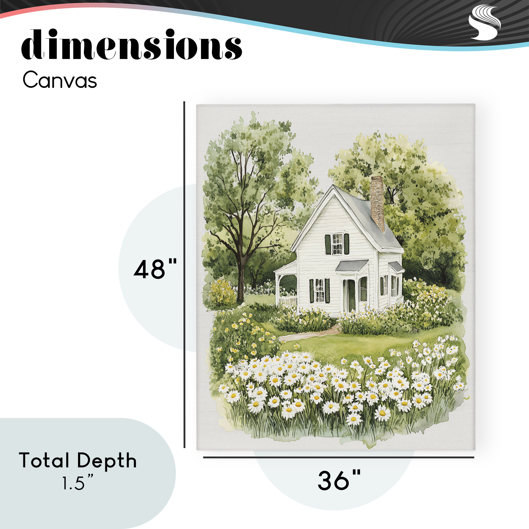 Quaint Countryside Cottage Garden Canvas Wall Art, design by Lettered and Lined