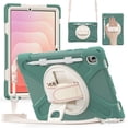thumbnail image 2 of For Samsung Galaxy Tab S11 11 inch Case SM-X730 SM-X736, 360 Hand Strap, Shoulder Strap, Kickstand, Rugged Drop Protection, Emerald Green, 2 of 7