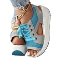thumbnail image 4 of Sandales à Plateforme pour Femmes Mode Sandales à Bout Ouvert Bride Cheville Chaussures Compensées Décontractées d'Été, 4 of 6