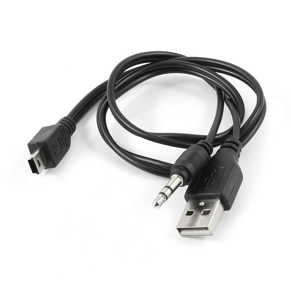 Unique Bargains 48cm Long USB 2.0 3.5mm to  5-PIN Port Cable Cord Black for PC MP4