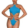 thumbnail image 5 of Sngxgn Women's Swimsuit Bathing Suit V Neck Ruffled Swimwear Adjustable Straps(Blue,XL), 5 of 9