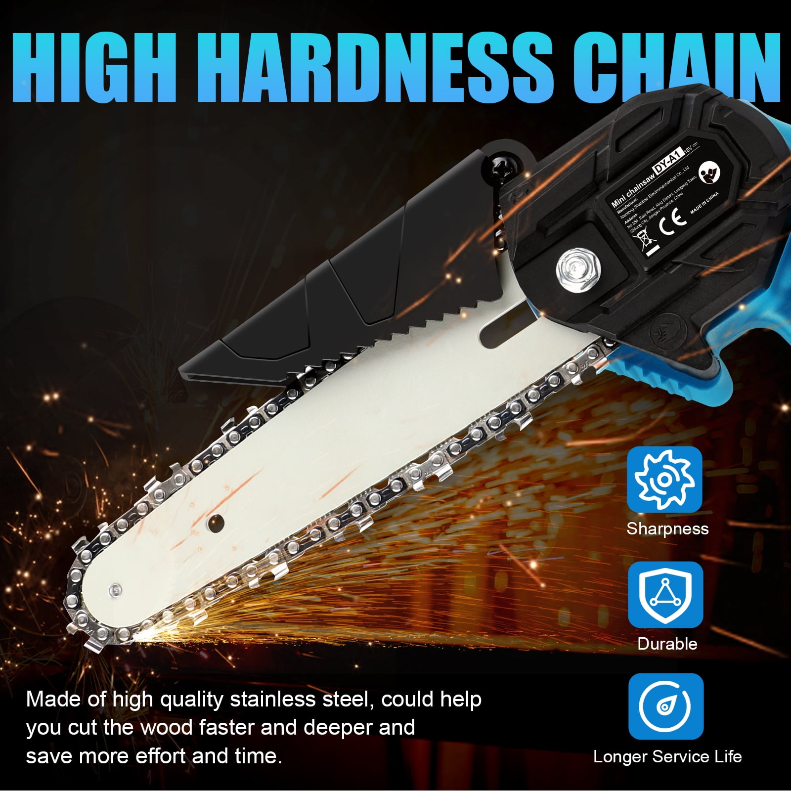 6 Inch Mini Chainsaw Cordless, Battery Powered Small Handheld Saw (Compatible with Makita 18V Battery) for Trees Branches Trimming, Wood Cutting, Gifts for Men Women(Not Battery)