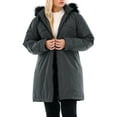 thumbnail image 6 of Long Hooded Winter Coat for Women Windproof Windbreaker Jacket Coat With Warm Faux Fur Trim Hood Women Ladies Parka Jackets Side Pockets Zip Up Peacoat Outwear,Plus Size M-2XL, 6 of 8