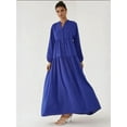 thumbnail image 2 of Textured V-Neck Maxi Dress with Button Detail, 2 of 7