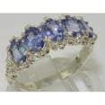 thumbnail image 2 of LBG British Made 18k White Gold Natural Tanzanite Womens Eternity Ring - 33 size options - Size 5.5, 2 of 4
