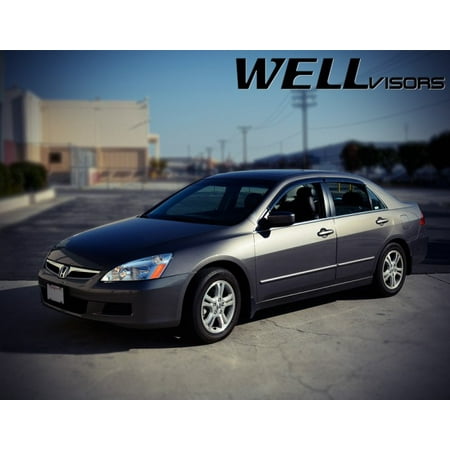2007 Honda Accord 4dr Sedan (WellVisors Side Rain Guard Window Visors Deflectors With Black Trim For 03-07 Honda Accord 4Dr Sedan 2003 2004 2005 2006 2007 03 04 05 06)
