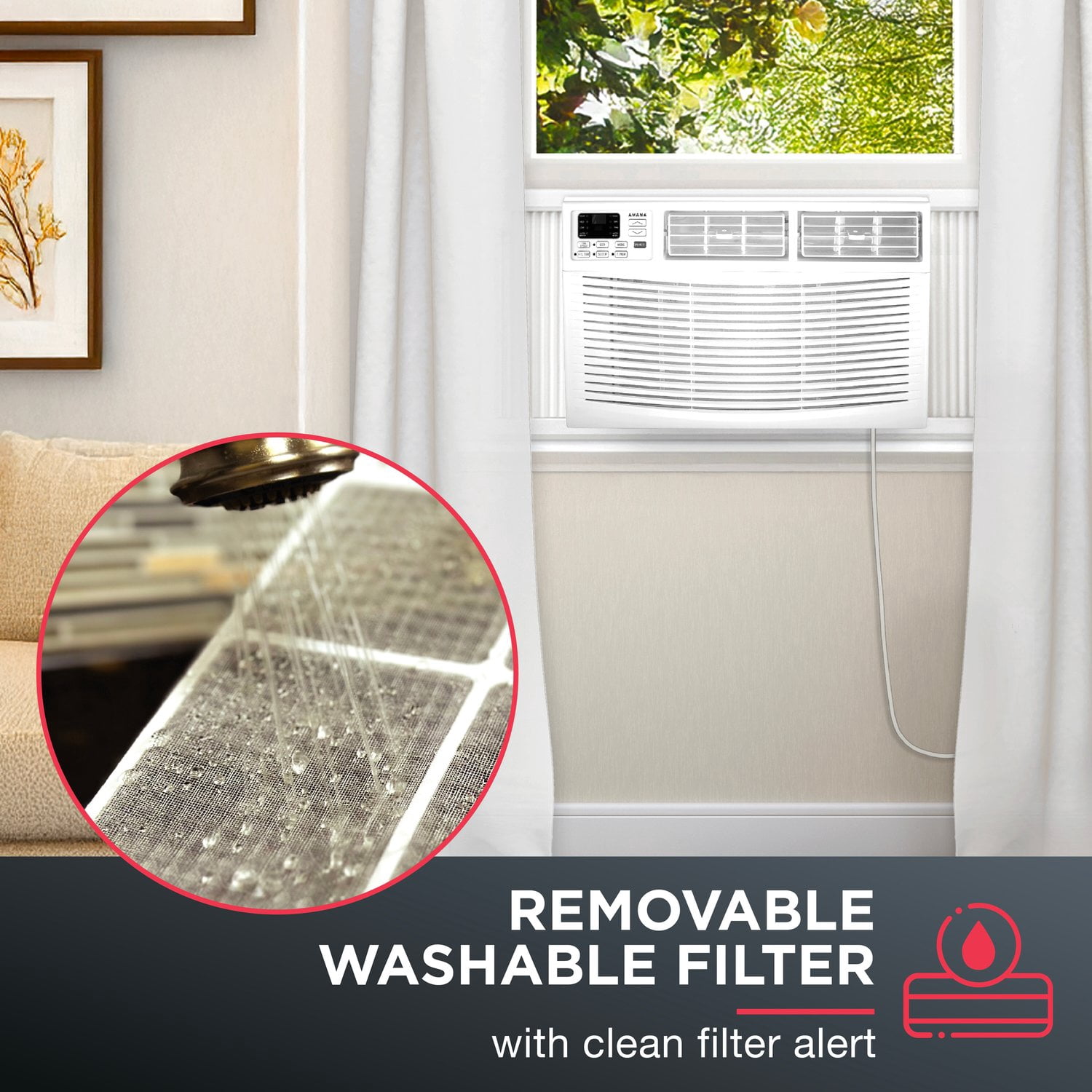 Amana 18,000 BTU 230V Window-Mounted Air Conditioner with Remote Control, AMAP182CW