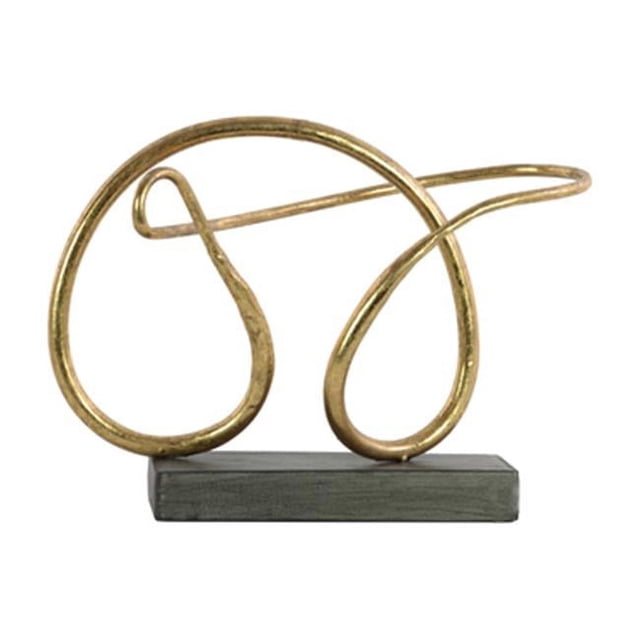 Urban Trend Collection 39599 Sculpture Abstraite en Métal Bretzel sur Base Rectangulaire, Or