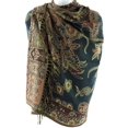 thumbnail image 1 of Silver Fever Pashmina - Jacquard Paisley Shawl - Stylish Scarf - Double Sided Wrap, 1 of 10
