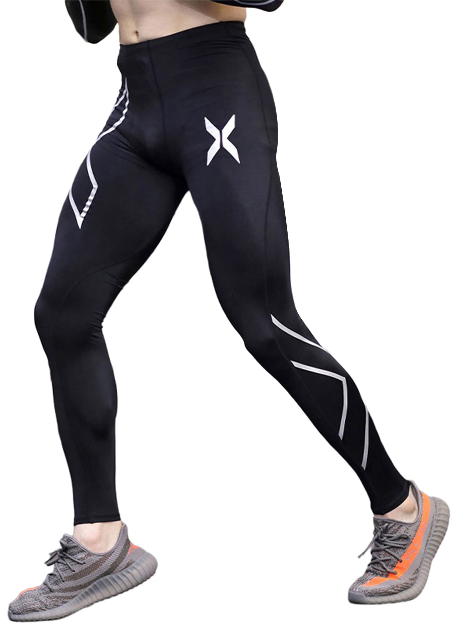 Mens 3/4 Compression Pants Fitness Running Leggings Slim fit Quick-dry Wicking 