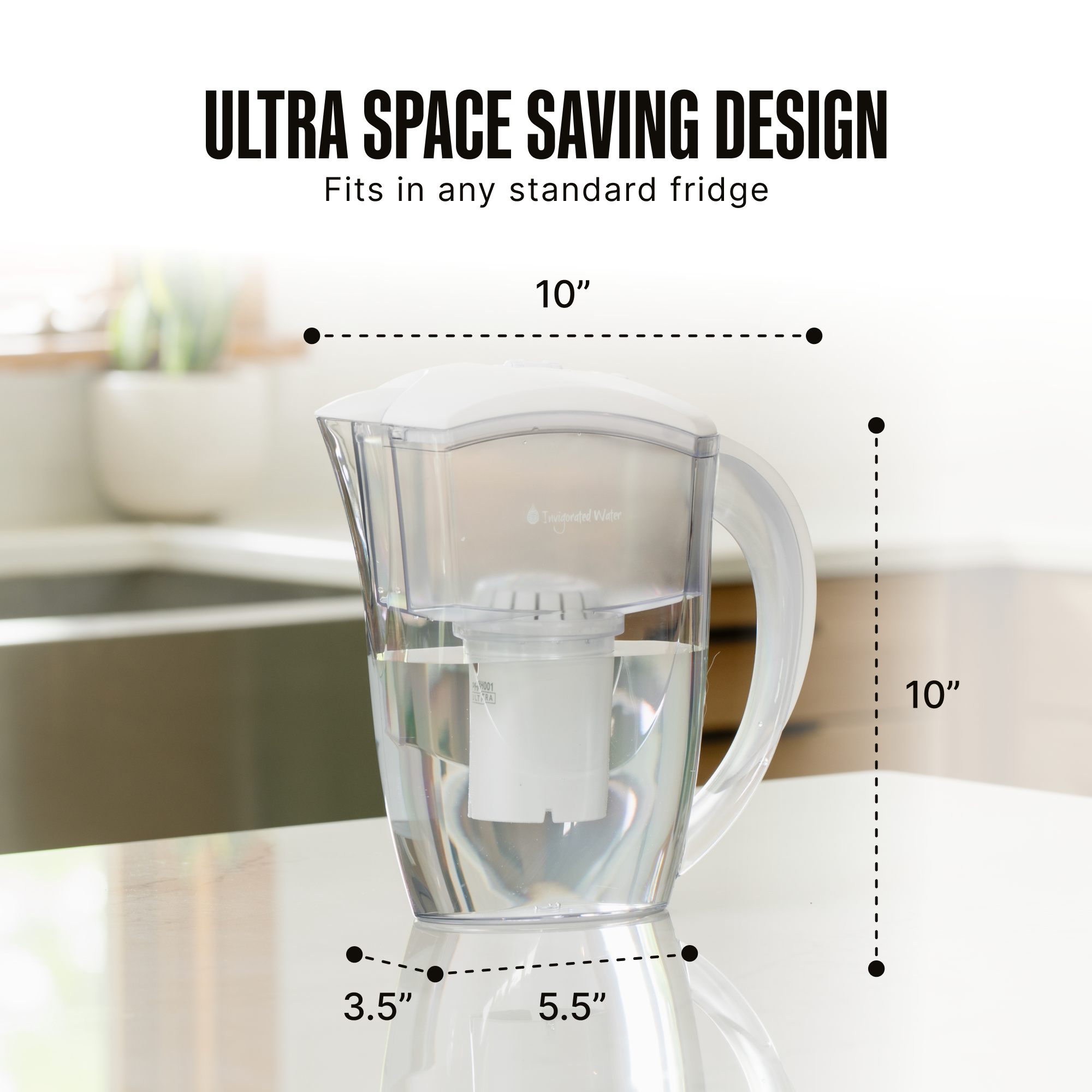 Invigorated Water pH Restore Slim 10 Cup  Alkaline Water Filter Pitcher