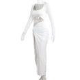 thumbnail image 4 of Long Sleeve Sexy Square Neck Waist-Exposing Slit Dress, 4 of 9