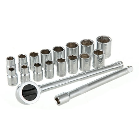 Hyper Tough UA20036A 18-Piece, 3/8-Inch Drive SAE and Metric Socket Set
