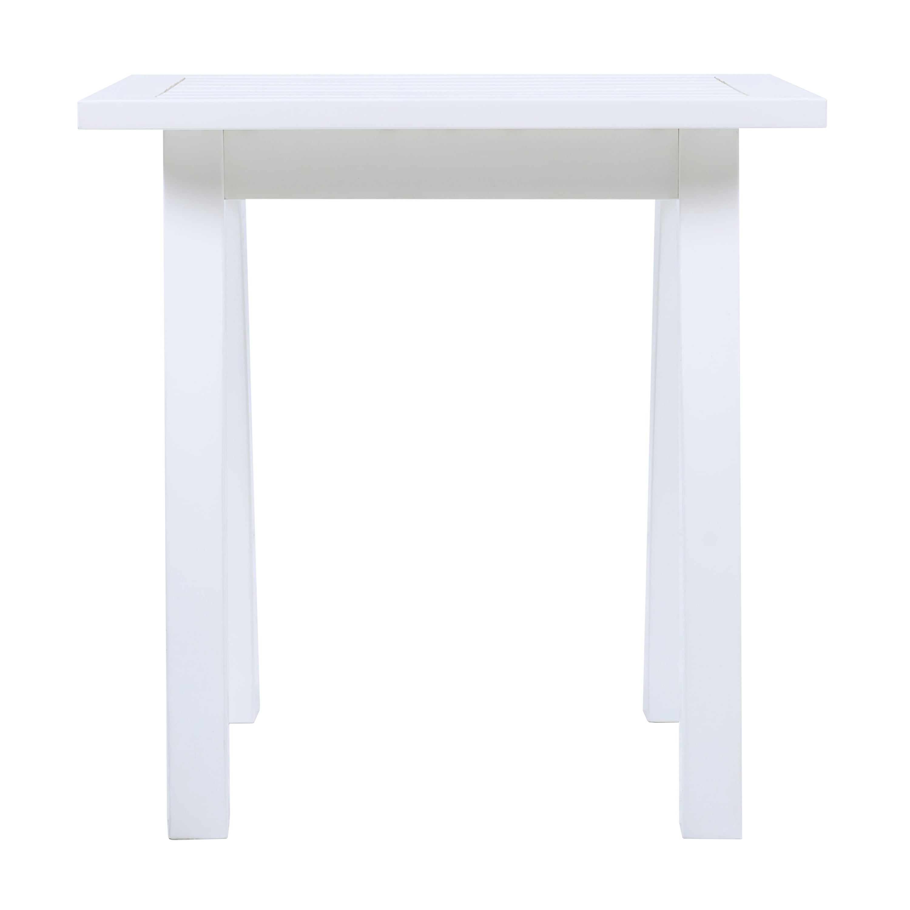 Side Table, Weather-Resistant Rectangular End Table for Patio, Garden, Lawn, and Living Room (White PU)