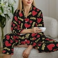 thumbnail image 6 of Sikiie Red gold heart Pajamas Set Long Sleeve Sleepwear Womens Button Down Nightwear Pj Sets-Medium, 6 of 7