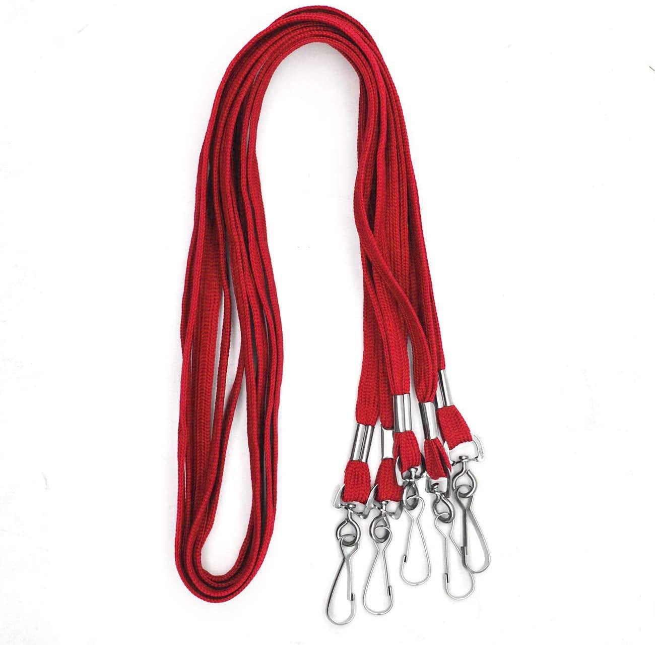 Lanyards 100 Pack Red with Swivel Hook Clips for ID Name Badge Holder