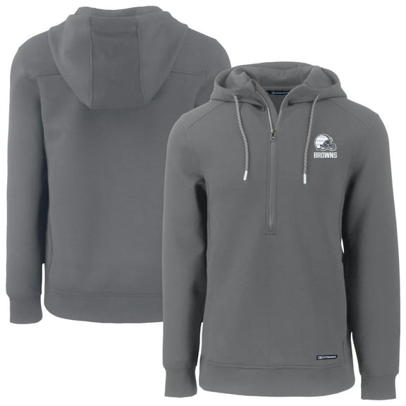 Men's Cutter & Buck Gray Cleveland Browns Roam Eco Recycled Half-Zip Pullover Hoodie