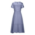 thumbnail image 5 of VERUGU Wedding Guest Dresses for Women Ladies Lace Chiffon Dresses Sexy Round Neck Short Sleeve Prom Dresses Elegant Knee Length Midi Dress Evening Party Dresses Gray XXL, 5 of 6