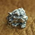 thumbnail image 3 of 925 Sterling Silver High Detail Tiger Ring Biker Punk Jewelry TA130 US Size 11.5, 3 of 17