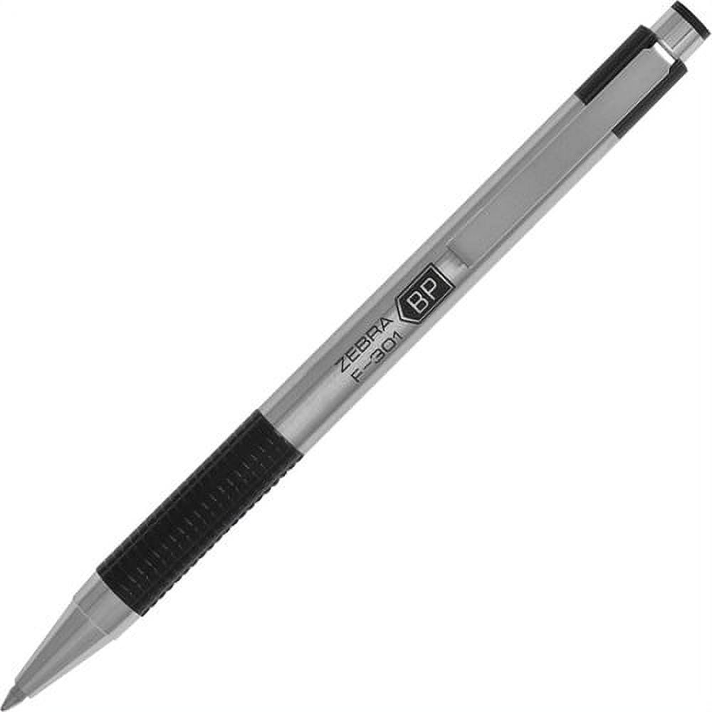 Zebra Pen BCA F-301 Stainless Steel Ballpoint Pens Fine Pen Point - 0.7 mm Pen Point Size - Refillable - Retractable - Black - Stainless Steel Stainless Steel Barrel - 12 / Dozen