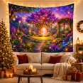 thumbnail image 3 of Mystical Forest Path and Glowing Temple Tapestry Wall Hanging, 3 of 7