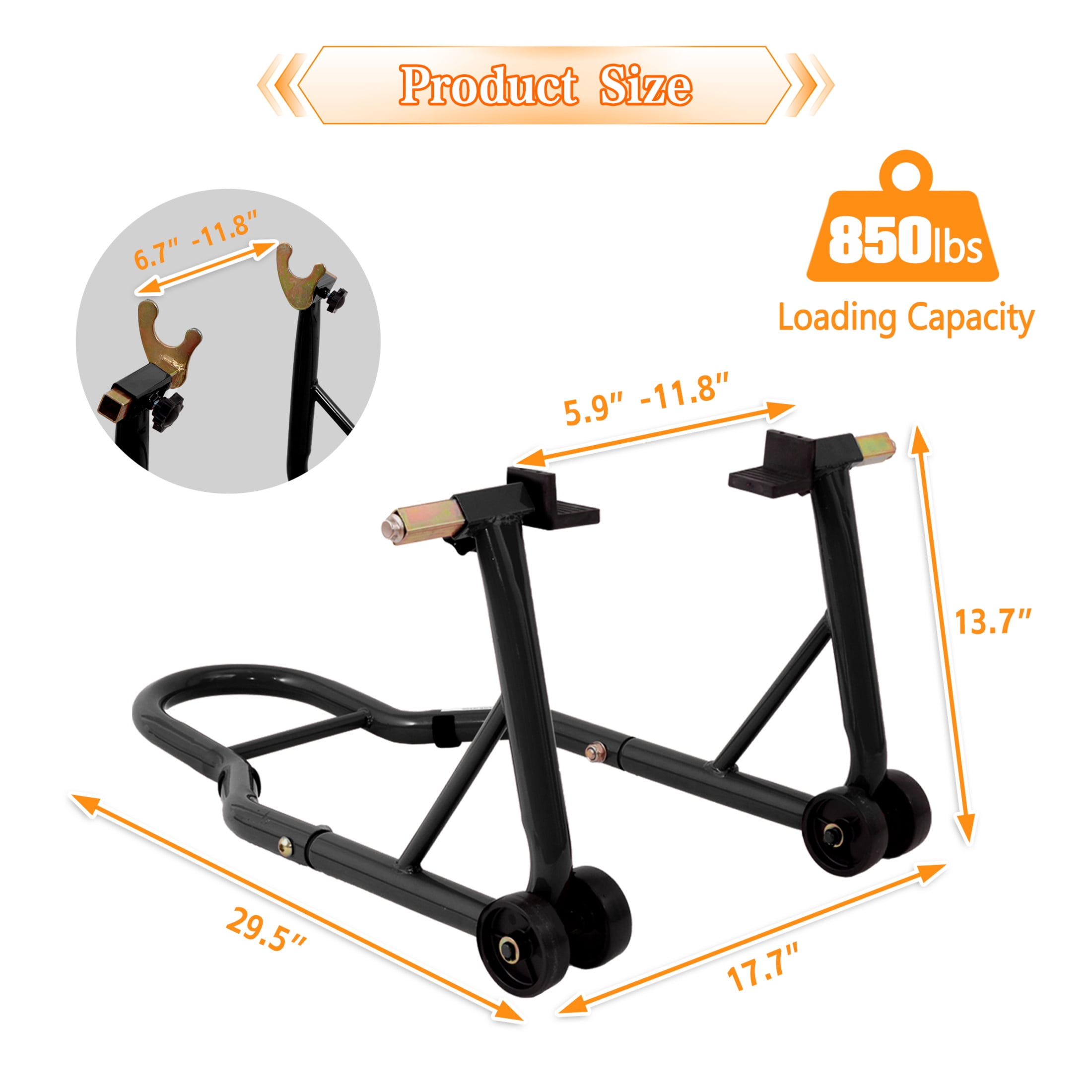 Noble House Universal Motorcycle Front and Rear Lift Stand, Heavy Duty Universal Wheel Paddock Stand, Black