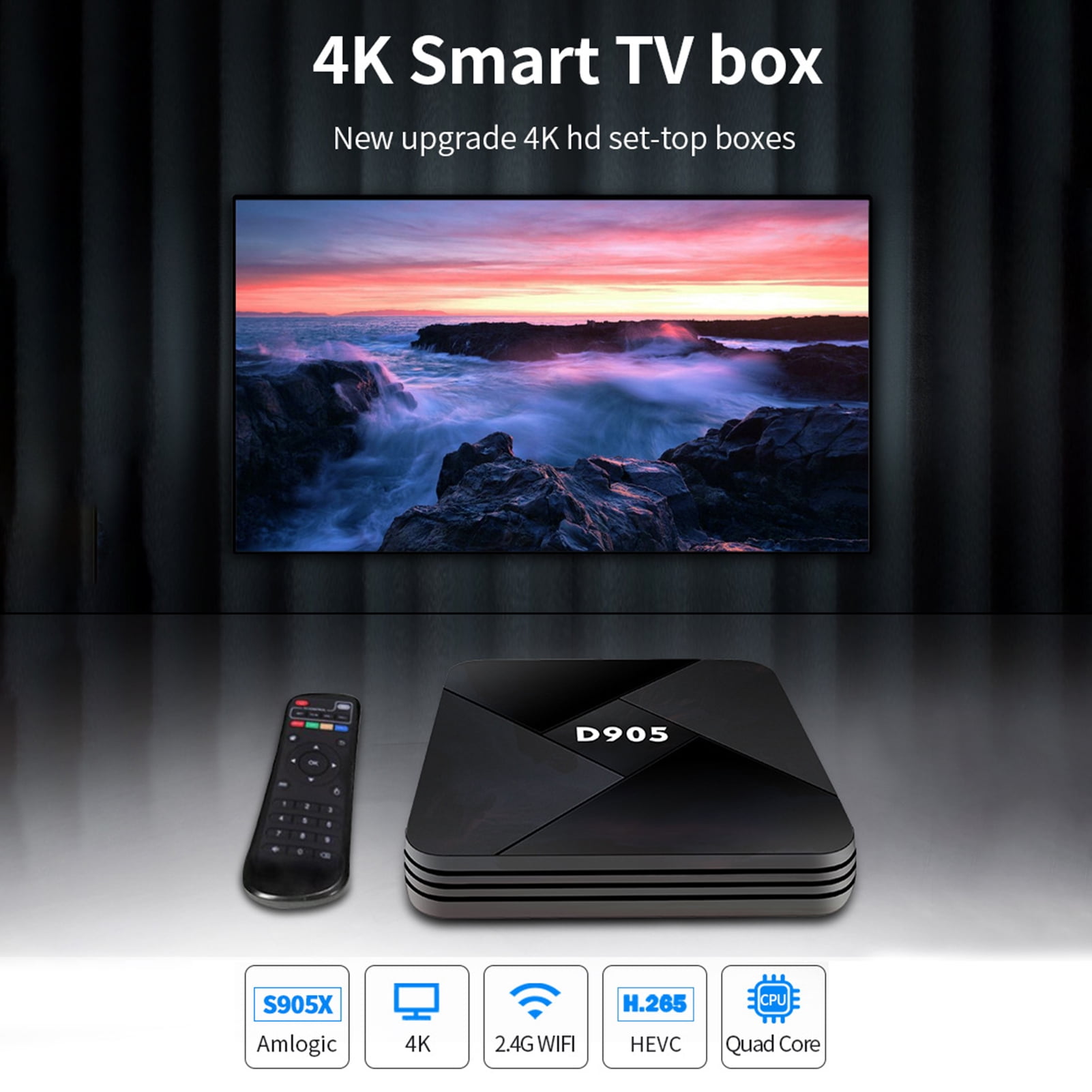 koste Svare kor BetterZ D905 Set Top Box High Resolution Multi-interface ABS US/EU/UK Plug  S905 1G 8G 4K Smart TV Box for Android - Walmart.com