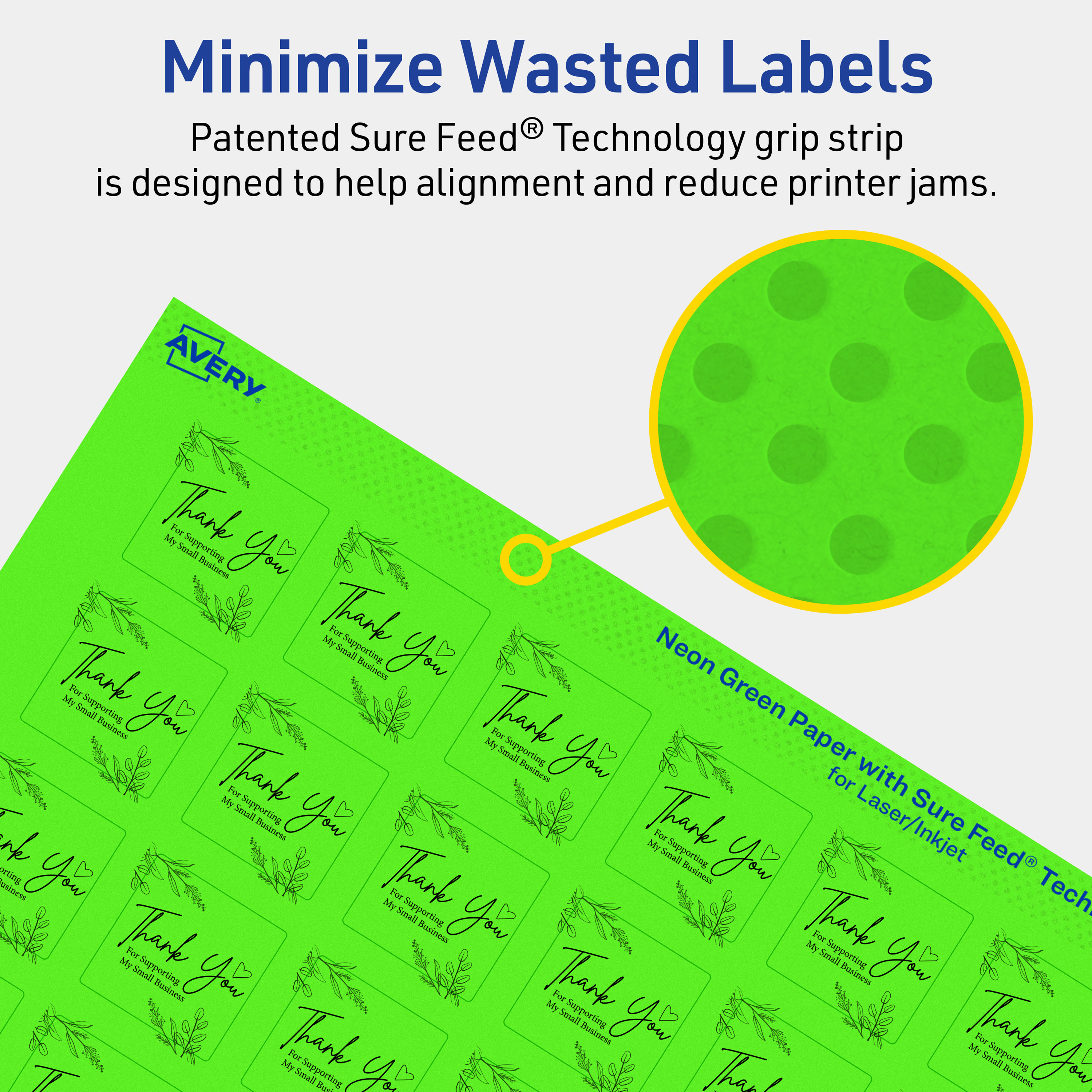 Avery Printable Square Labels, Neon Green, 1" x 1", 960ct