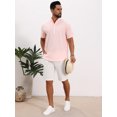 thumbnail image 2 of DARING DIVA Men's Solid Color Stand Collar Short Sleeve Henley Shirts 2XL Pink, 2 of 7