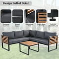 thumbnail image 5 of Harper & Bright Designs Outdoor Patio Conservation Set, Seating Set with Coffee Tables, Outdoor Sectional L-shaped Sofa with Metal and Wood Frame for Backyard Garden Balcony, Gray, 5 of 12