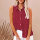 thumbnail image 2 of Vestidos Casuales Para Mujer, Blusas De Mujer De Moda Camisa de verano para mujer, de moda, de color liso, sin mangas, con bolsillos y botones., 2 of 6