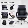 thumbnail image 6 of EMIAH Office Chair with Foot Rest, Ergonomic Executive Office Chair with Arms, Reclining High Back PU Leather Comfy Swivel Computer Desk Chairs with Wheels and Lumbar Support for Home Office, Black, 6 of 18