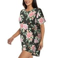 thumbnail image 2 of Bingfone Rose Flowers Print Pajamas Sets for Women Soft Short-Sleeved Pjs with Lounge Shorts Two Piece Sleepwear, 2 of 8