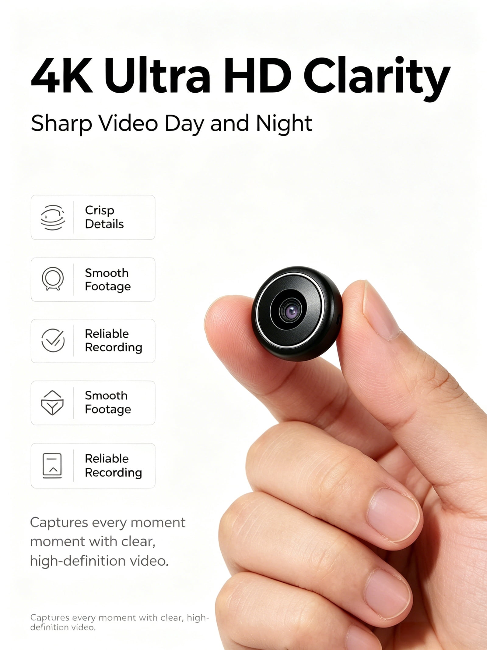 4K Ultra HD Mini Hidden Wifi Security Camera Magnetic IR Night Vision Motion Detection 2-Way Audio Loop Recording for Home Pet Indoor Use