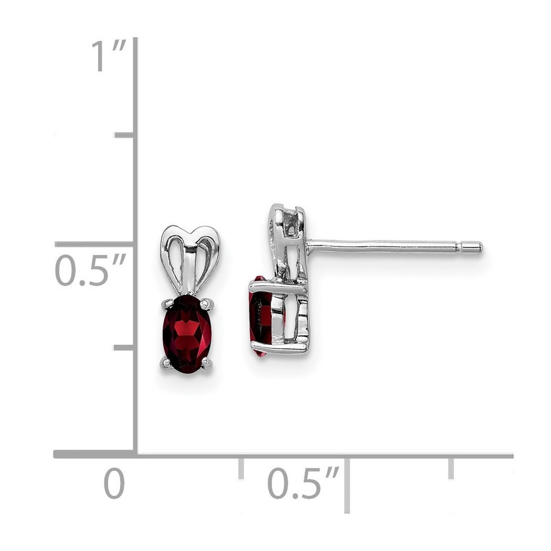 925 Sterling Silver Post Polished back Garnet Earrings 10x4mm Wide Stud Earring for Women - .57 cwt