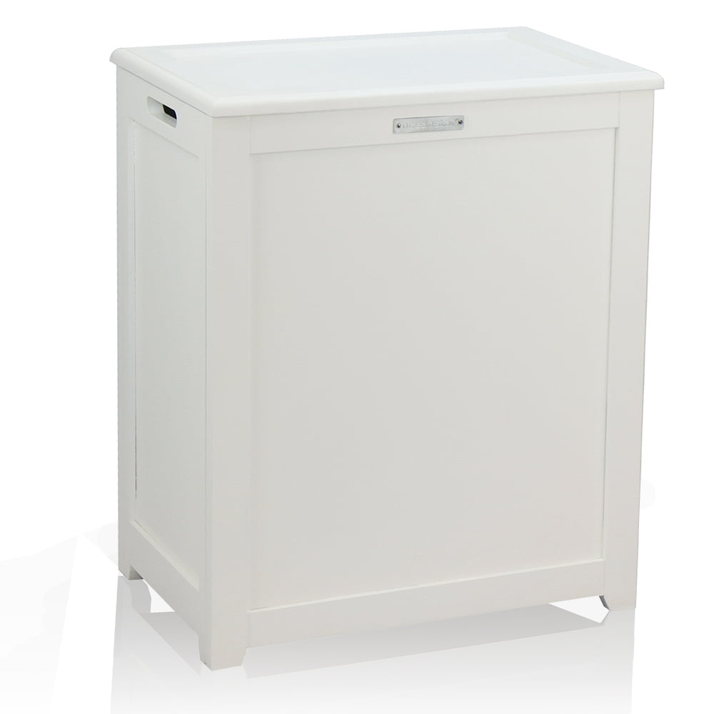 Oceanstar Storage Laundry Hamper White, White Wooden Laundry Bin With Lid