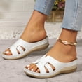 thumbnail image 5 of Hopeusnice Women's Slippers Non-Slip PU Materials Summer Shoes Wedge Heel Open Toe Sandals Trendy Breathable Soft Round Toe Slip-Resistant Walking Shoes White 43, 5 of 9