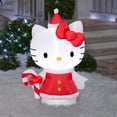 thumbnail image 3 of Gemmy 3.5 ft Airblown Blowup Inflatable Hellow Kitty in Holiday Dress with Built-In Lights Outdoor Decoration - Red, 3 of 3