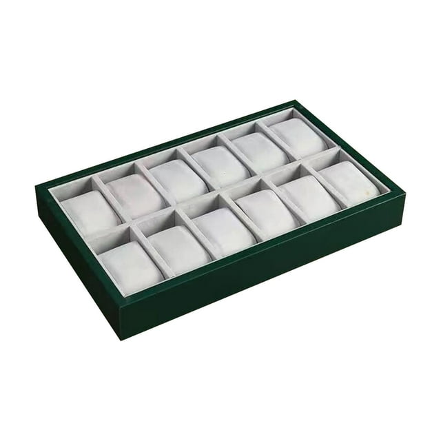 DYNWAVECA Premium Velvet Watch Tray with Pillow Stackable Watch Pillows Tray Bracelet Bangle Watch Display Organizer for Drawers Table Dresser 12Slot
