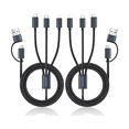 thumbnail image 1 of wonima11 Multi Charging Cable 5 in 1, 2PCS 4FT USB C/A Multi Charger Cable to Type-C/Micro USB Port, Nylon Braided USB C Multiple Charger Cable, Universal Phone Charger Cord for Cell Phones and More, 1 of 1