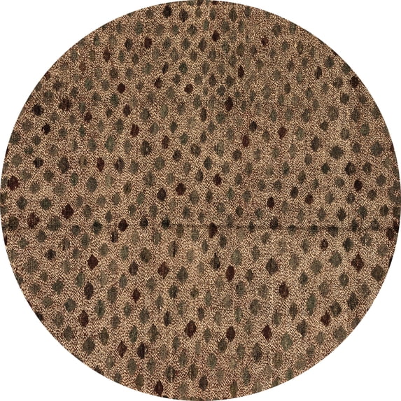 Ahgly Company Indoor Round Abstract Brown Modern Area Rugs, 6' Round