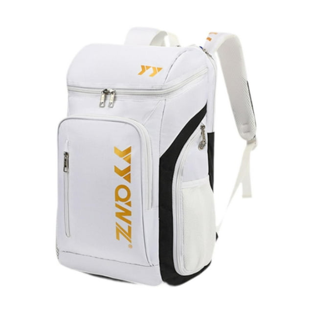 Lipstore Badminton Backpack Large Capacity Racket Bag Versatile Tennis Backpack Badminton White Gold