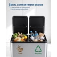 thumbnail image 4 of 16 Gallon Commercial Dual Compartment Stainless Steel Trash Can, Soft-Close Step-on Recycling Garbage Bin with 2 Pedals & Removable Inner Buckets for Kitchen Restaurant, 4 of 8