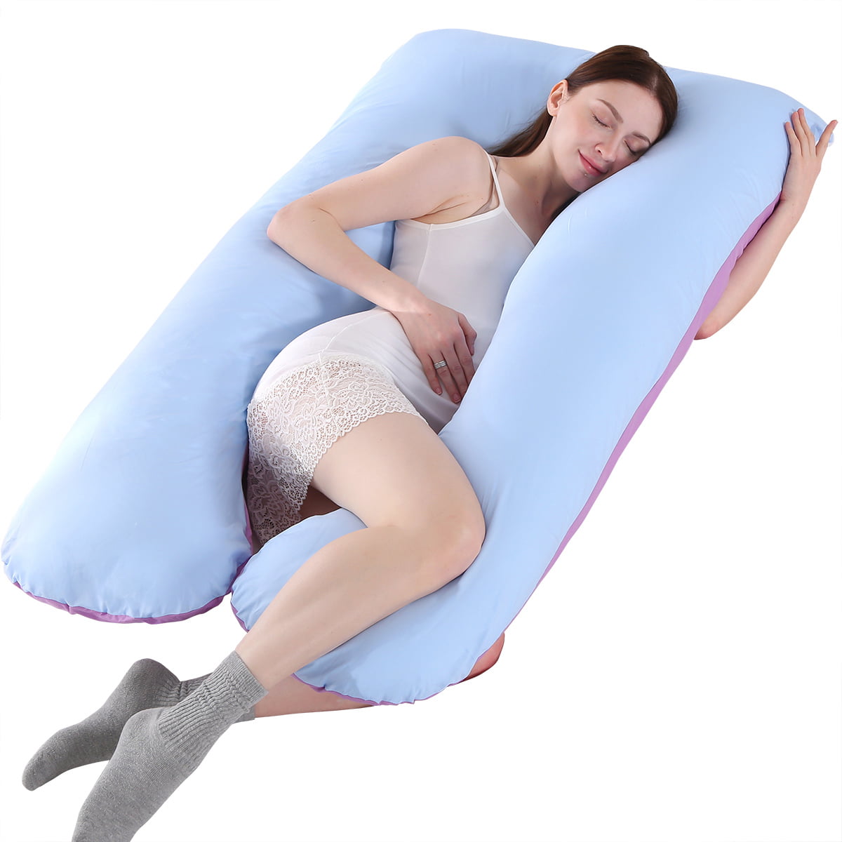 27.5*57inch Pregnancy Pillow Maternity Full Body Support w/ Knitted Cotton Cover