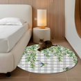 thumbnail image 3 of Round Area Rug 3.3 Ft, Spring Plants Washable Non-Slip Circle Carpet for Living Room/Bedroom, Watercolor Leaves Birds Flowers Gray Plaid Low-Profile Small Kitchen Mats Collection Rugs for Indoor, 3 of 7