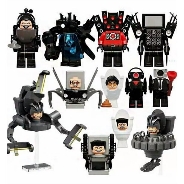 Set de 12 Minifiguras Skibidi Toilet – Figuras de acción de Titan Speaker y TV Man, Juguetes de bloques de construcción MOC para regalo de cumpleaños infantil