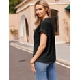 thumbnail image 4 of Weardear Chiffon Work Blouses for Women Dressy Casual Swiss Dots Short Sleeve Tops Back Button Flowy Summr Shirt Tunic Tops, 4 of 10