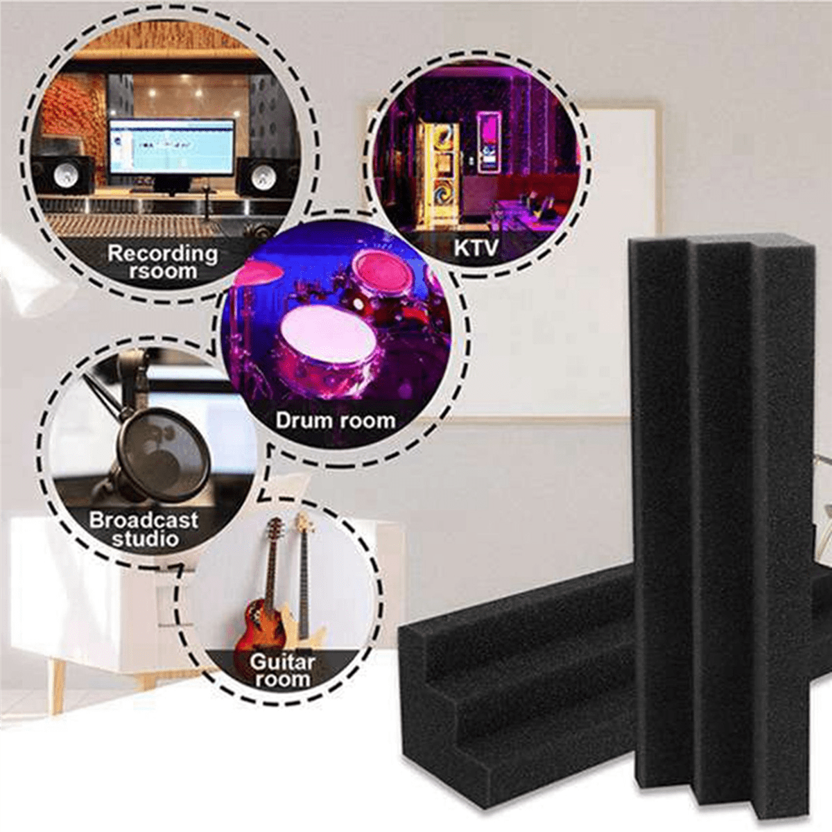 24Pcs Acoustic Panels Trap Corner Studio Foam Sound Insulation Pad Wall Panel Corner Block for Studio or Theater
