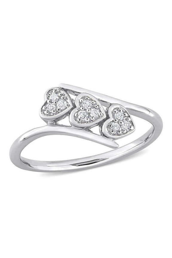 Triple Heart Diamond Engagement Ring, Bypass Diamond Wedding Ring, Pave Set Diamond Ring, 1.8 Ct Simulated Diamond, 925 Sterling Silver, Proposal Ring For Girlfriend