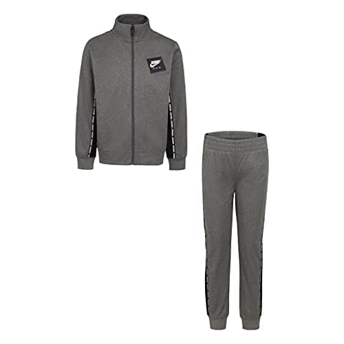 Jordan Boy s Jumpman Logo Sideline Tape Full Zip Jacket Pants 2 Piece Tracksuit Carbon Heather 65A450-GEH Black, 12 Months